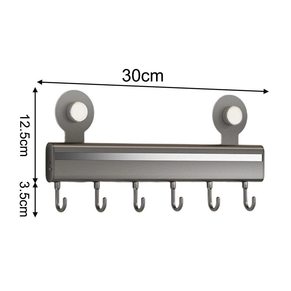

Kitchen Rack Made of Carbon Steel with Adjustable Hooks and Vacuum Suction Mounting System for Utensil and Mug Storage