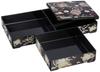 Wakaizumi Lacquerware 3-Tiered Box, 6.5 inches, Black Flower and Circle Pattern (Black Interior), H-150-57A