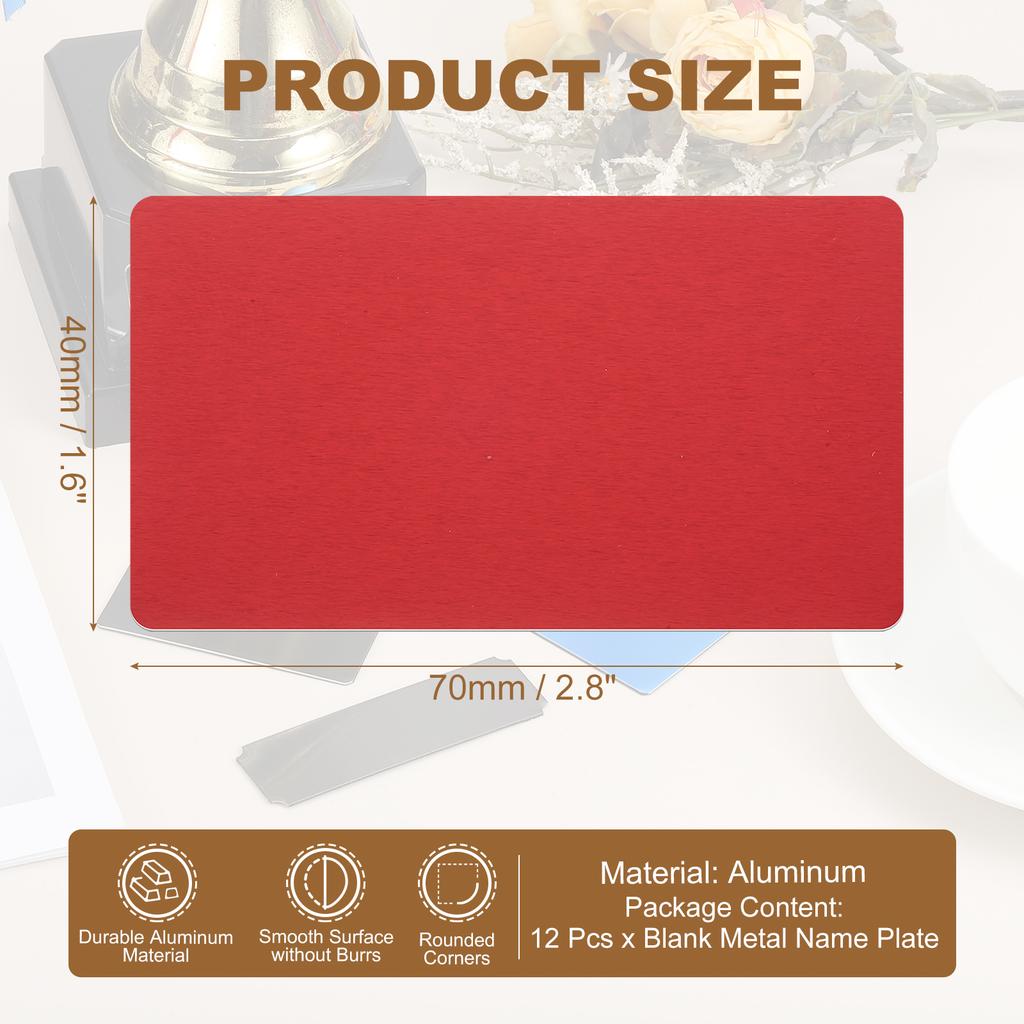 6/12Pcs Blank Engraved Metal Name Plates Laser Strong Adhesive Nameplate Anodized Aluminium Custom Blank Plates Bussness Cards