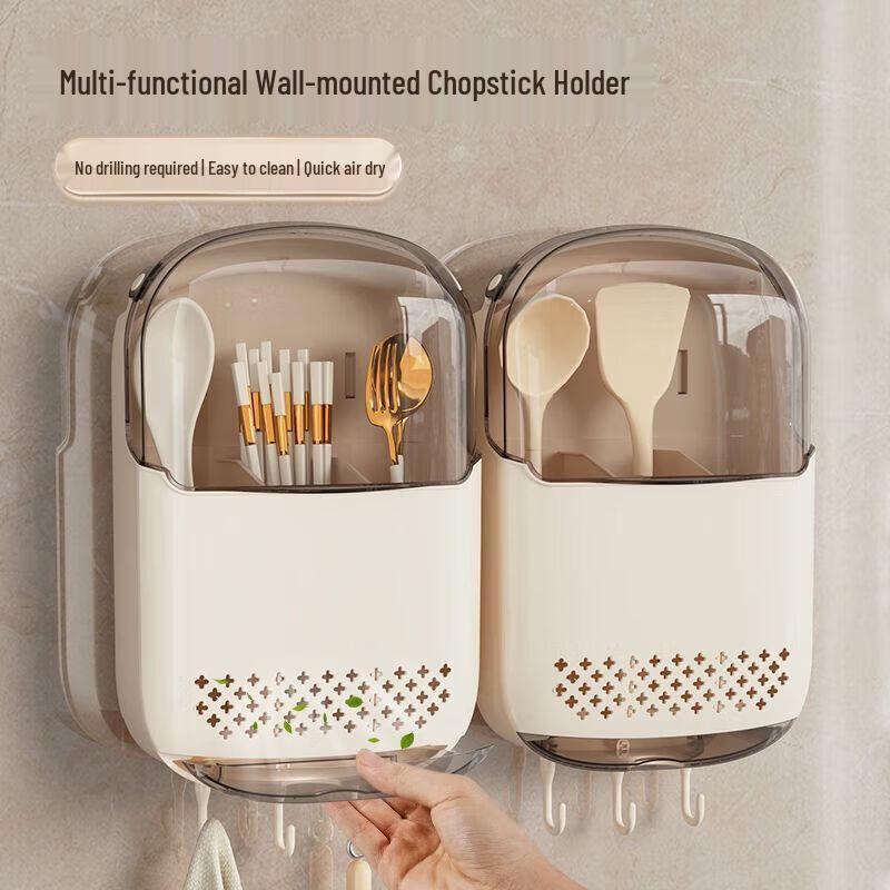 Youqin Wall-Mounted Draining Chopstick Holder with Hooks