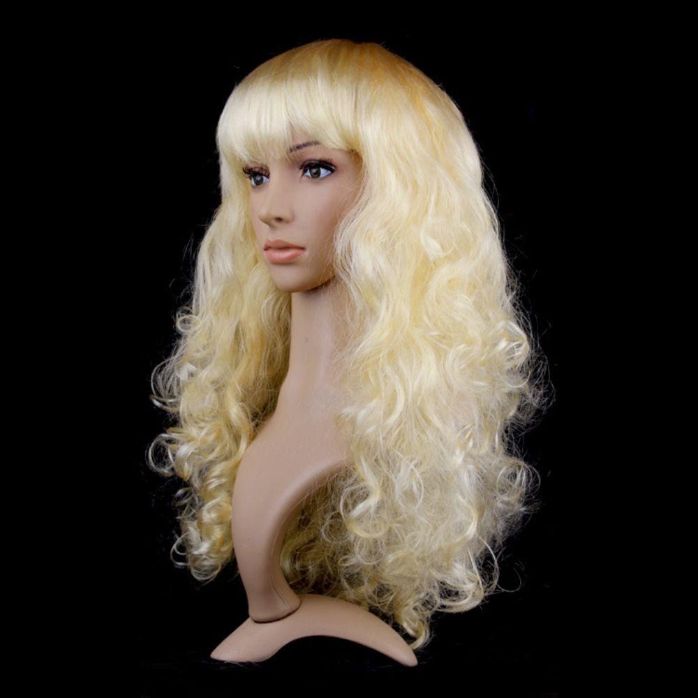 Pink Cosplay Party Curly Hair Funny Lady Colored Wig Carnival Long Wig  Birthday Party