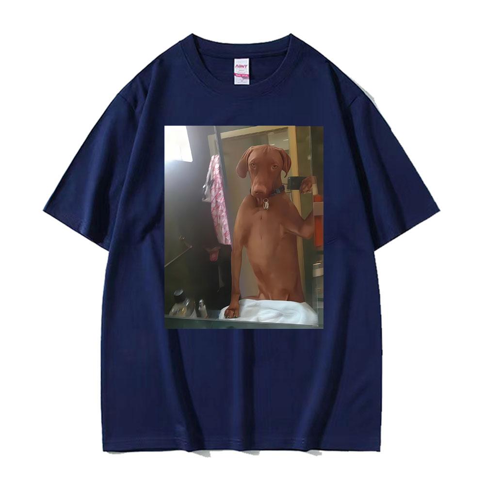 Dog Taking A Selfie Stupid Meme T-shirt Men's Women Clothing Fashion Loose T Shirts Oversized 100_ Cotton Casual Hot Sale TShirt