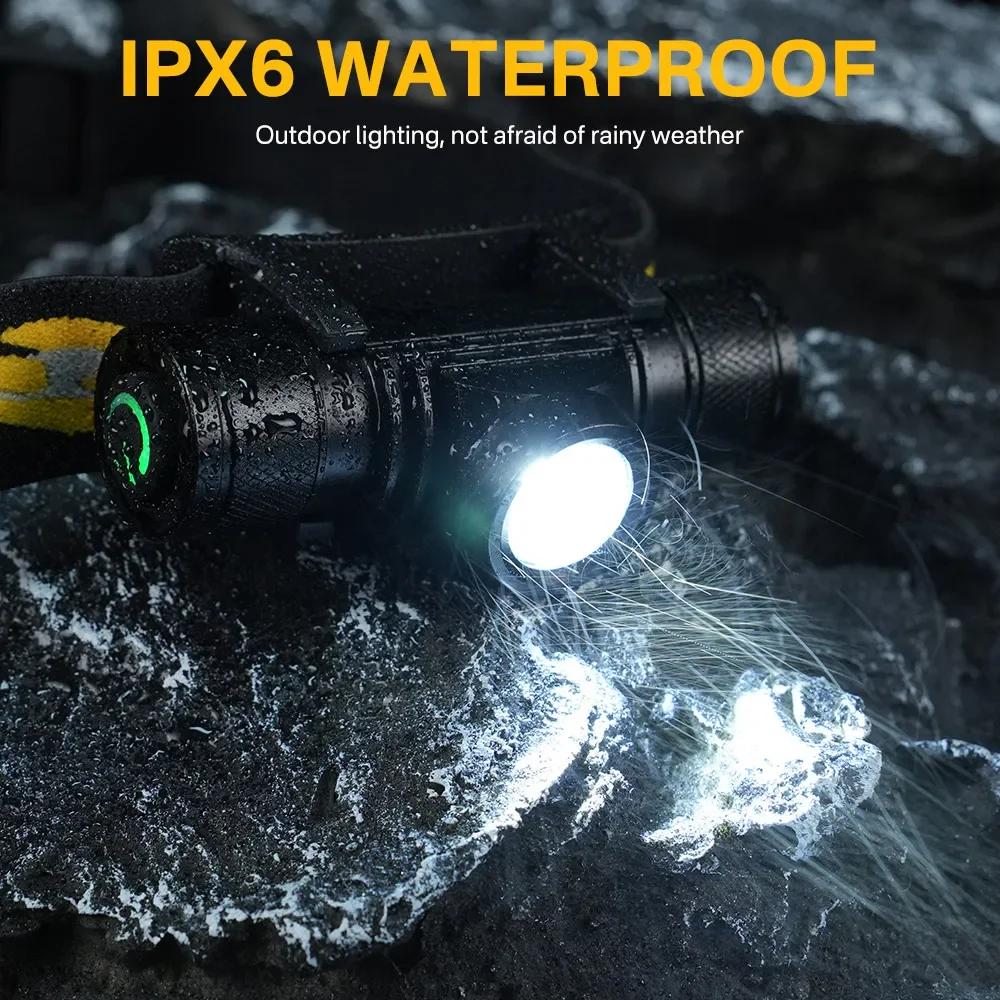 Mini LED Headlamp Motion Sensor Camping Fishing Lantern USB Rechargeable Headlight with Magnet Warning Lamp Cap Clip Lights