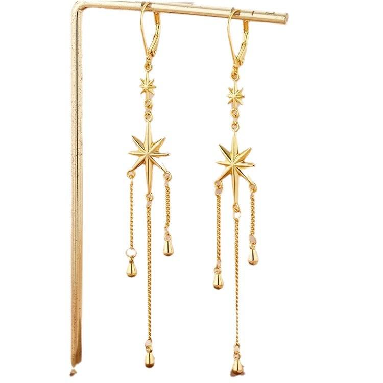 

Vintage Star Long Teardrop Earrings, Cool Style Unique Drop Pendant