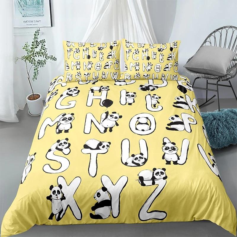 Panda Printed 2/3pcs Bedding Set Bamboo Duvet Cover for Adult Child Bedclothes and Pillowcases Comforter Covers Bed Sets King