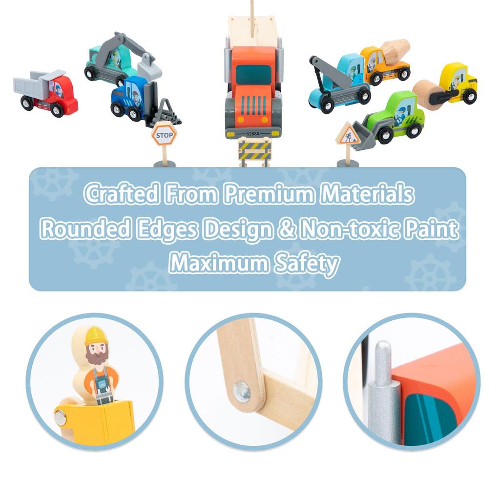 UMU Construction Vehicle Miniature Educational Emergency Vehicle Work Vehicle Toy for Boys Ages 3 and Various Vehicles Working Toy Wooden Set, Cars,