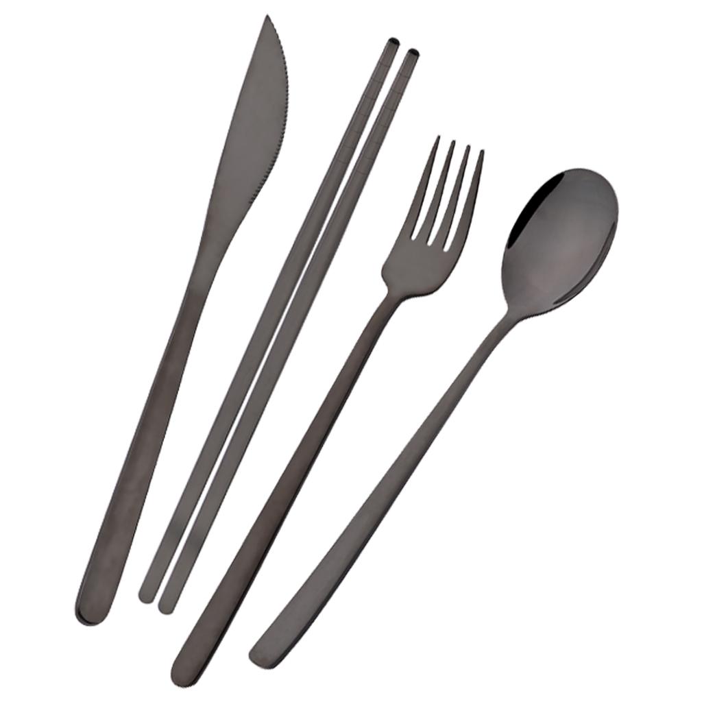 4pcs Colorful Dinnerware Set Knife Fork Spoon Chopsticks Cutlery Set Mirror Stainless Steel Flatware Western Kitchen Tableware