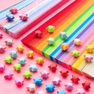 DIY Five Pointed Star Wishing Bottle Rainbow Color Kawaii Origami Stars Paper Strips Decorative House Decoracion