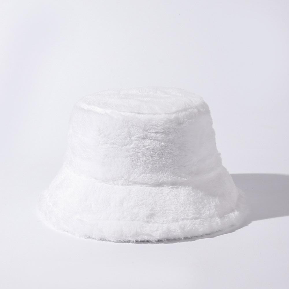 Nieuwe Winter Imitatie Konijnenbont Emmerhoed Mode Dames Dik Warm Vissershoed Effen Kleur Heren Zacht Fluweel Bontachtige Panama Hoeden