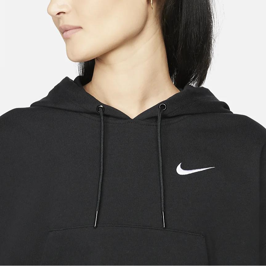 Nike Logo Print Cropped Hoodie Women Tops Black DM6418-010