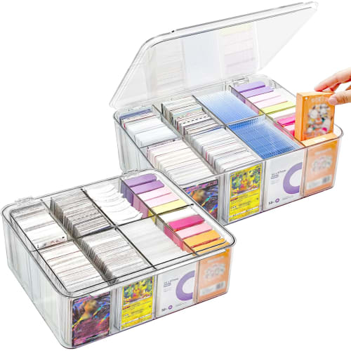 Mirasizuku Card Case, Large Capacity Pokemon Card Case, Set of 2, Holds Approximately 5,600+ Trading Cards/224 Card Loader, PSA Storage Case, Horizont