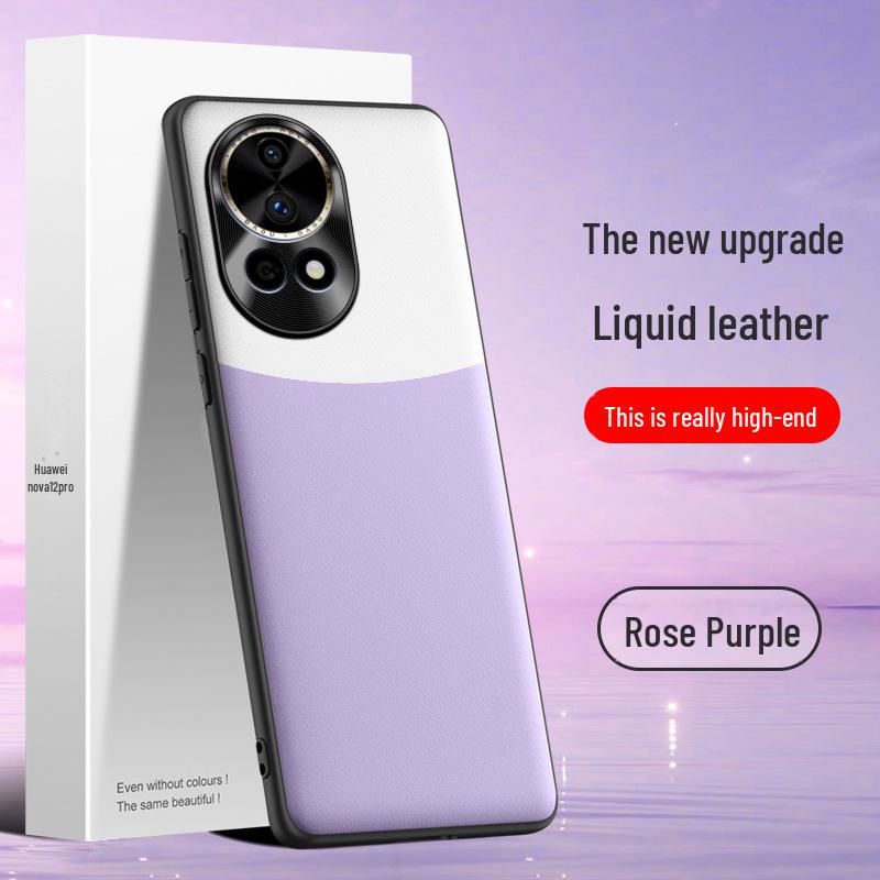 Liquid Leather Protective Cover for Huawei Nova 12 Pro, Anti-fall Design, Durable and Sleek.