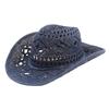 Fashion Hollow Jazz Hat Handmade Cowboy Straw Hat Summer Outdoor Travel Beach Hat for Men and Women Western Sunbonnet Straw Hat