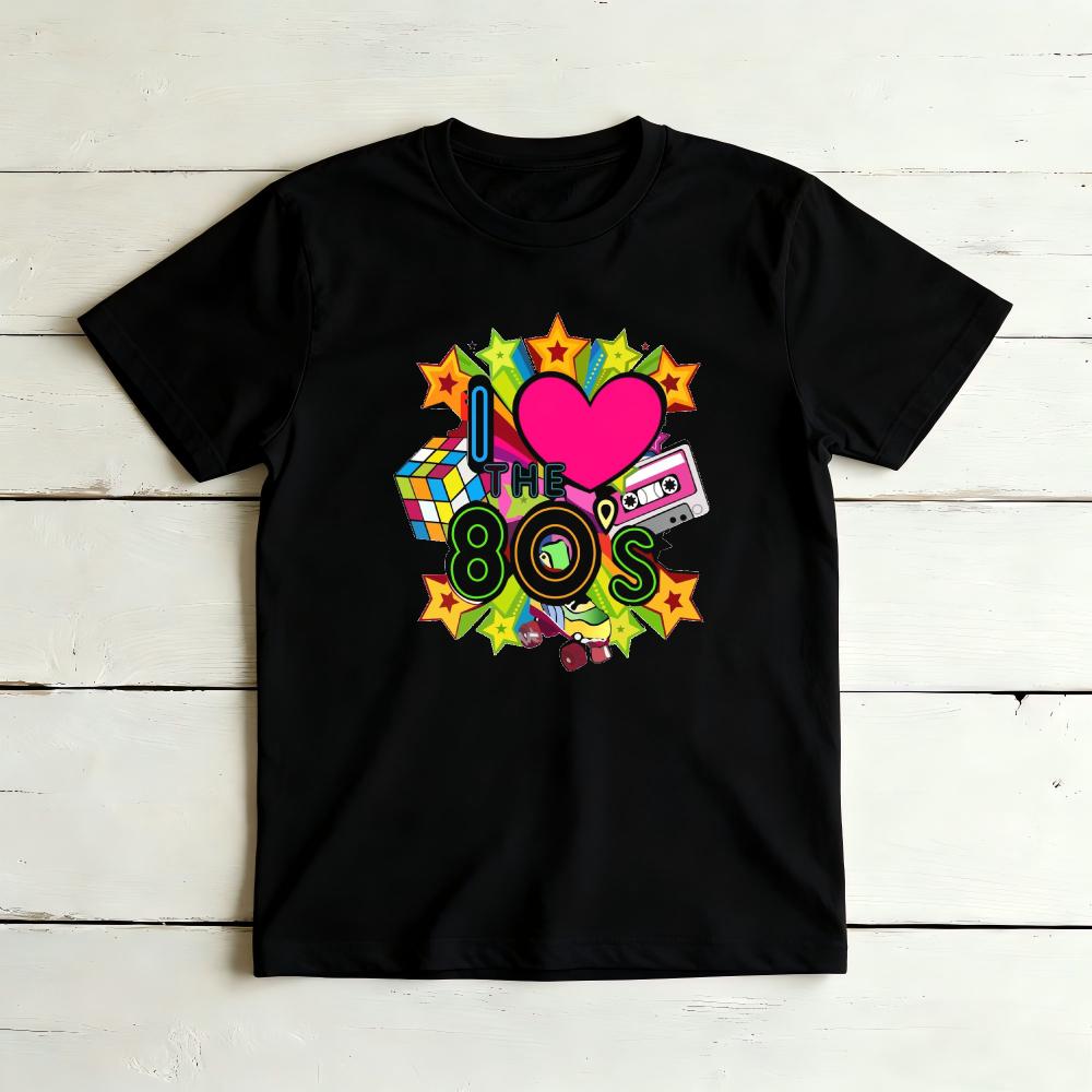 I Love The 80s Retro Cassette Rubik's Cube Star Graphicunisex Summer Cotton TShirt Vintage 80s Nostalgia Casual Short Sleeve Tee
