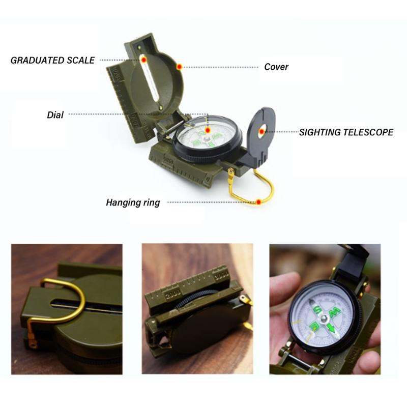 Multifunctional Compasses Phosphorescent Lensatic Compasses Portability Compasses for Survival Training