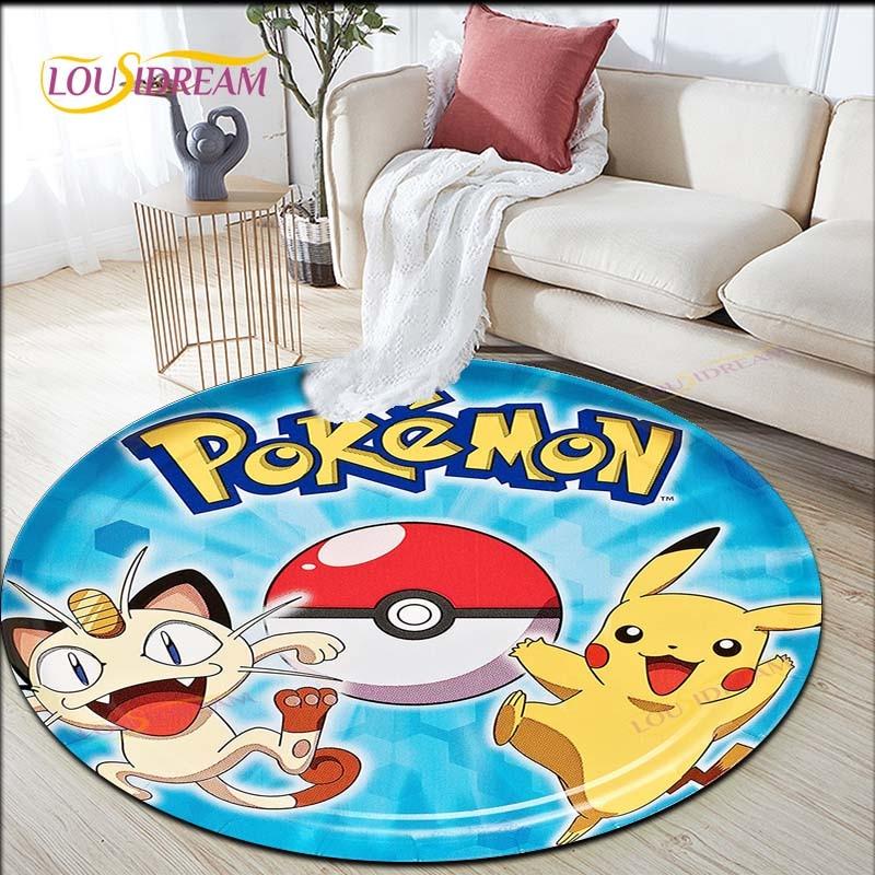Çizgi Film Pokemon Pikachu Yuvarlak Halı Oturma Odası Halıları Alan Halısı Giriş Matı Yatak Odası Halı Paspası Çocuklar İçin Oturma Odası Halıları