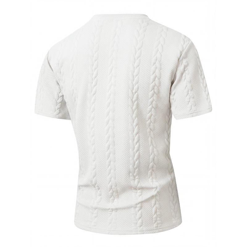 Men's Jacquard Textured Pocket Short Sleeve T-Shirt.