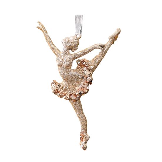 Glitter Sequins Christmas Ornament Champagne Ballerina Dancer/Snowflake/Butterfly Hanging Decoration for Xmas