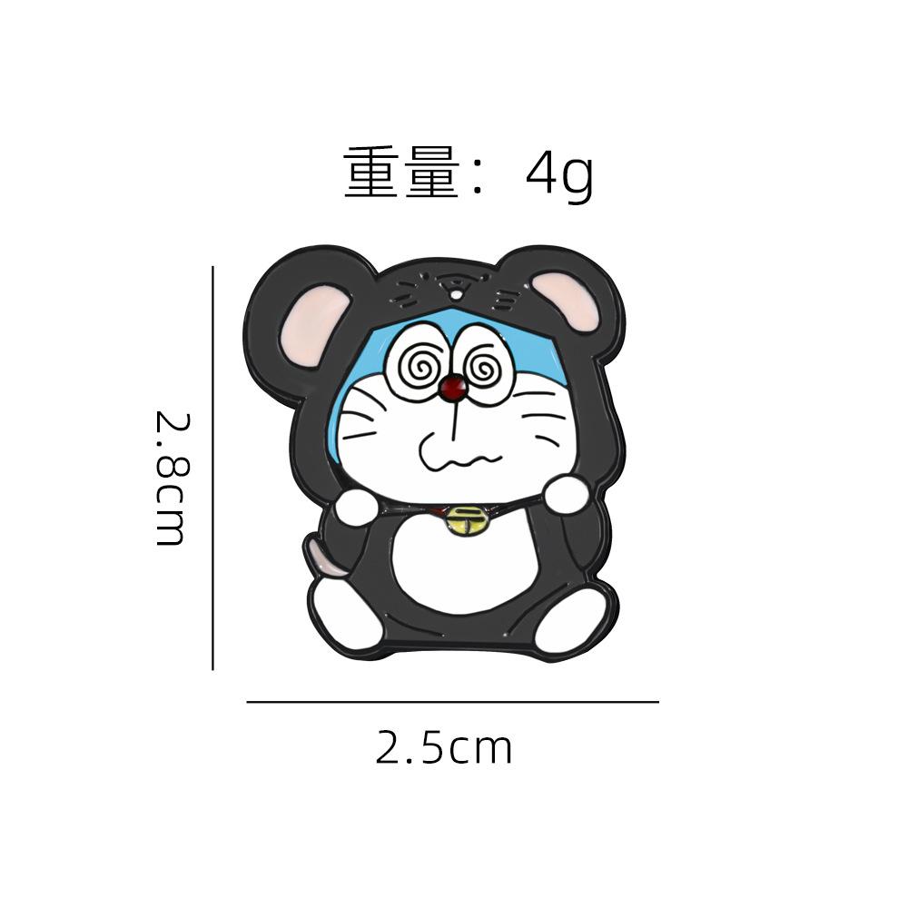 Metal Enamel Doraemon Brooch, Japanese Anime Cute Cartoon DINGDANG Cat Lapel Pin, Decorative Enamel Badge for Backpack Clothes Decoration