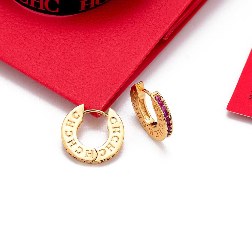CHHC Zircon Circle Earrings for Women: High-End Unique Design Ear Cuffs for a Luxurious, Niche Style - Middle East Inspired