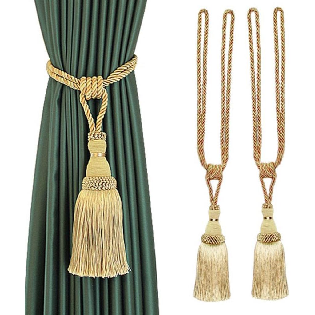 OUdini Curtain Tie Backs 2Pcs Tassels Curtain Tieback Home Curtain Holder Buckle Rope Curtain Hanging Balls for Livingroom Bedroom Tie Backs