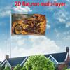 2D Flat Printing Flag, Exquisite Flag of Skull Rider Riding a Fiery Motorcycle, Very Suitable for Halloween And Christmas, Thanksgiving Holiday, Dormi