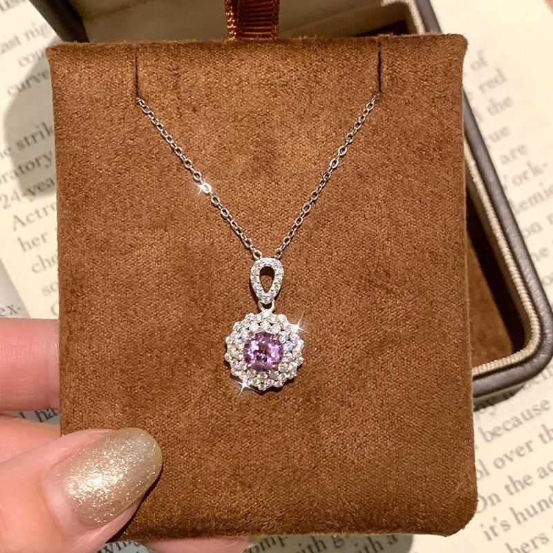 

S925 Silver Necklace with Natural Crystal/Garnet/Topaz Pendant, Daily Wear Jewelry for Women 925 silver
