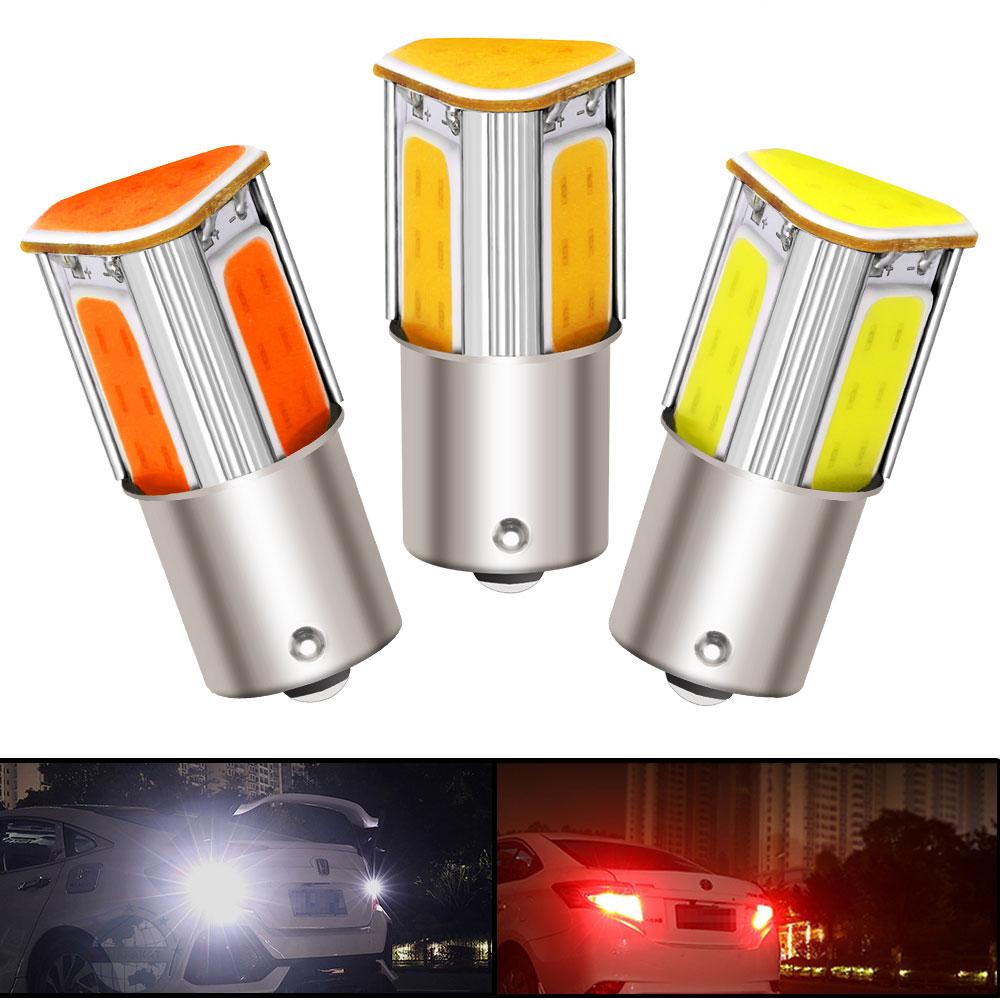 1 x weiße COB-LED mit zwei Kontakten, 1157 bay15d p21/5 W, Auto-LED-Blinkerleuchte, 1156 ba15s p21w, automatische Bremsleuchte, 12 V, rote, gelbe Diode