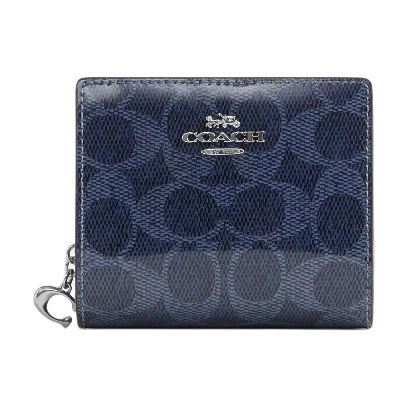 

Coach Snap Wallet 10 Brand Logo Print Coated Canvas Wallet Regular Women wallet Deep-Blue CAP13-SVD9 Dark Blue