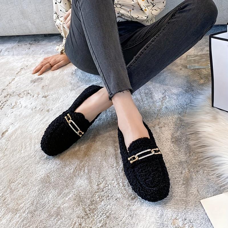 

Новая весенне-осенняя модная обувь на массивной подошве, женские слипоны из овчины для улицы - Увеличенные ботинки-бобы, хлопковая обувь 43