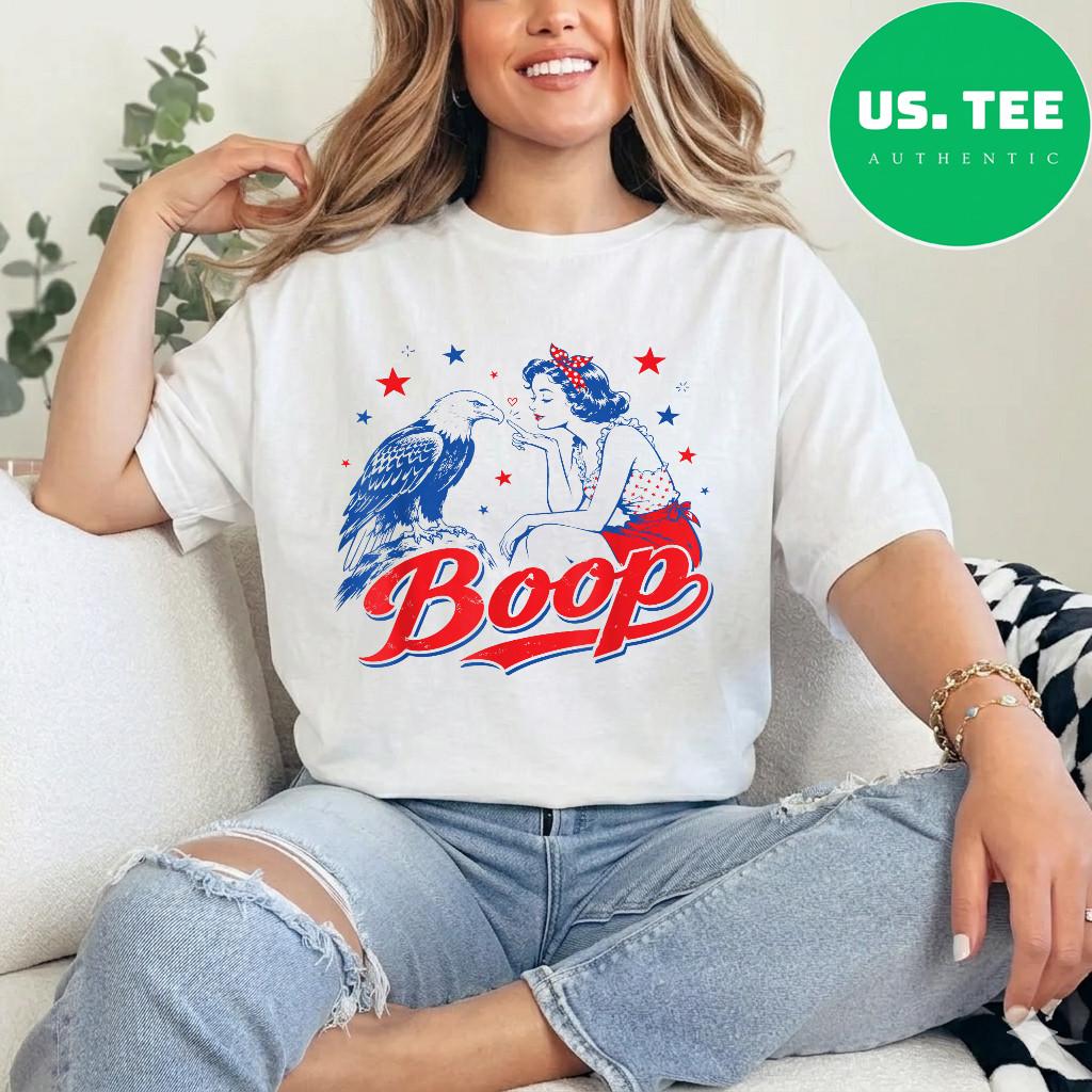 Lustiges Hand-Boop-Nase Mädchen Adler Lustig Patriotisch 4. Juli T-Shirt