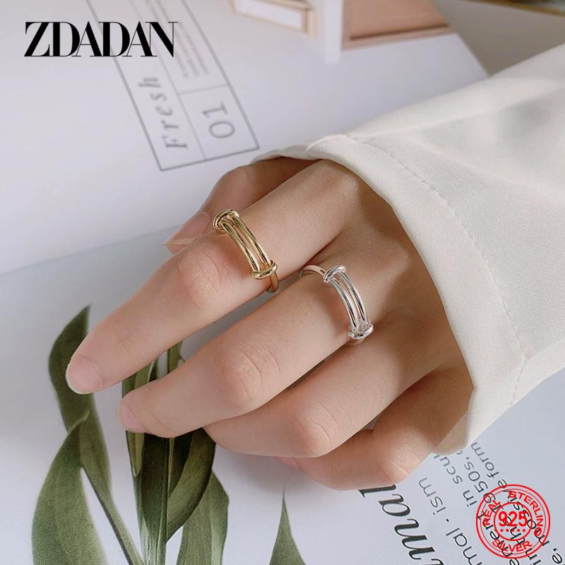 925 Silber 18K Gold Verstellbare Ringe für Damen Mädchen Mode Hochzeits Schmuck