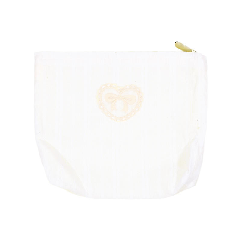 Beautiful INS Simplicity Cosmetic Bag Sweet Embroidery Bow Striped Makeup Case Portable Travel Earphone Cable Storage Bags