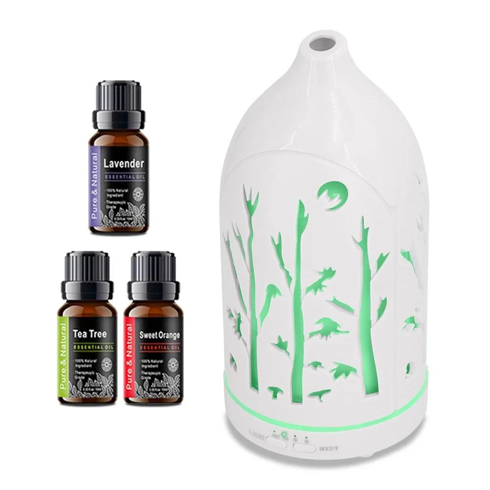 

Hollow Out Diffuser for Relaxation Perfect for Yoga, Spa, Office & Bedroom with 3 Essential Oils білий