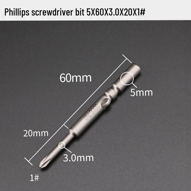 GOOD801 Electric Phillips Head Screwdriver Bit, 5mm Shank, 3mm Magnetic, 60mm Length