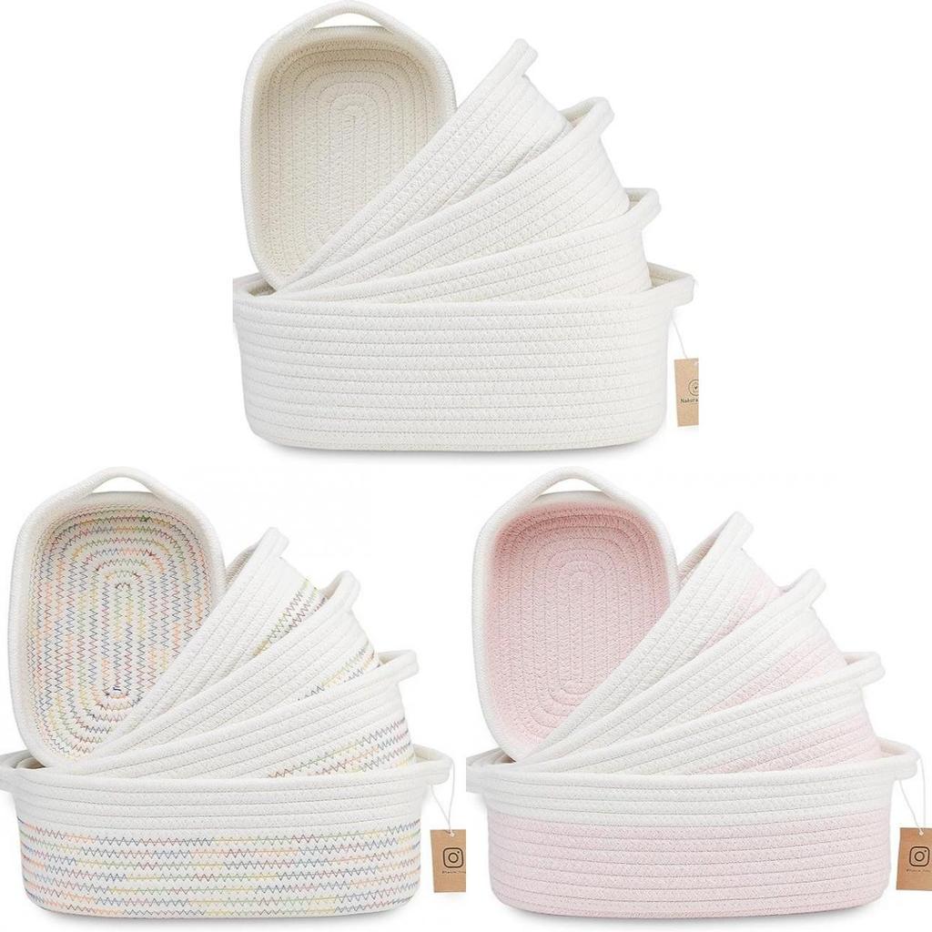 Cotton Rope Storage Basket With Multicolor Weave For Toy Organizers And Home Supplies