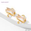 7.5mm*8mm 18K Gold Plated Brass Square Crystal Glass Connector Charms,Connectors For Jewelry,DIY Jewelry Making Materials