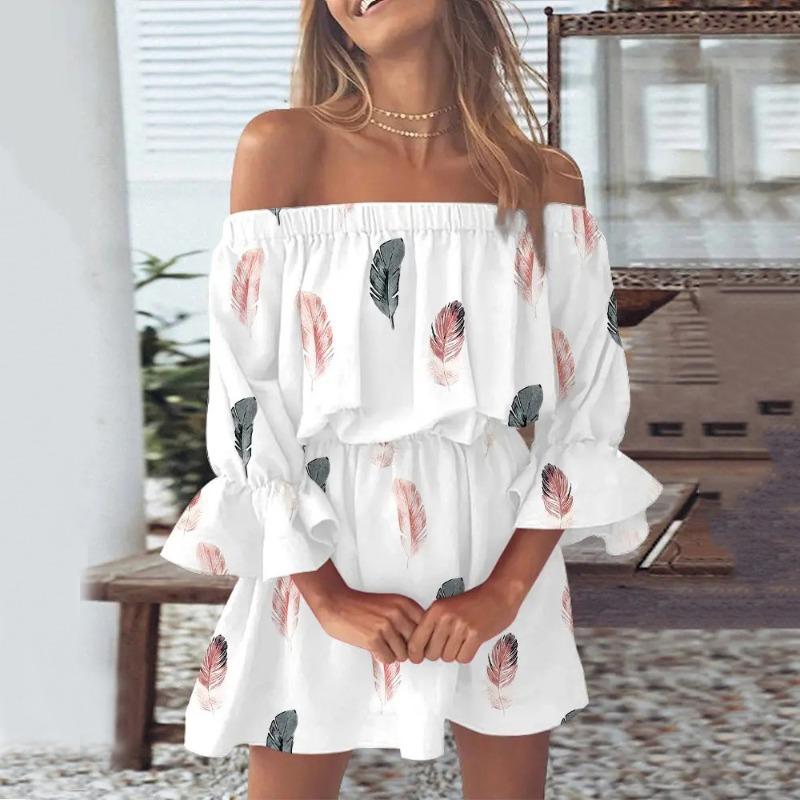 QICED Women's Fashion Summer Spring Short Sleeve Casual Dresses