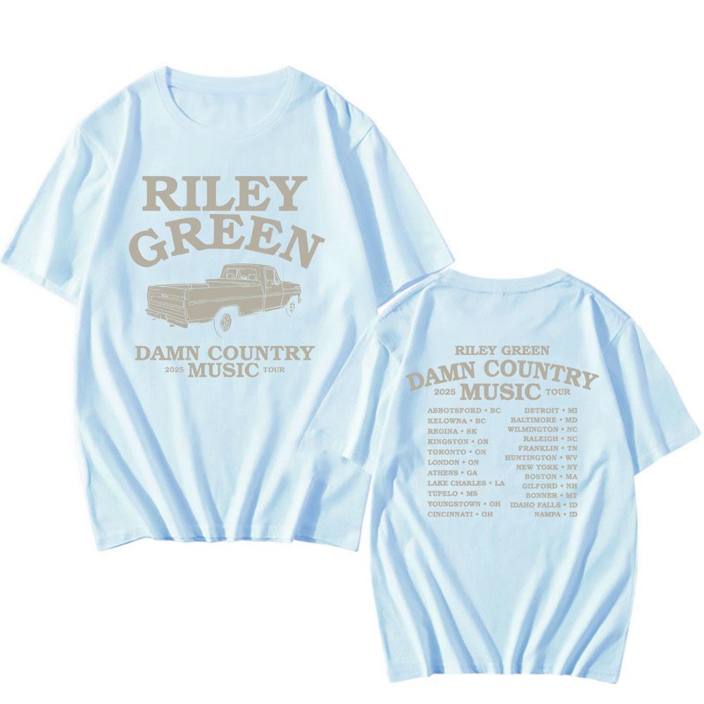 DCM Damn Country Music Tour 2025 Tričko RILEY GREEN Zpěvák Grafická Trička Pánské Dámské Oblečení Bavlna Krátký Rukáv Unisex Trička