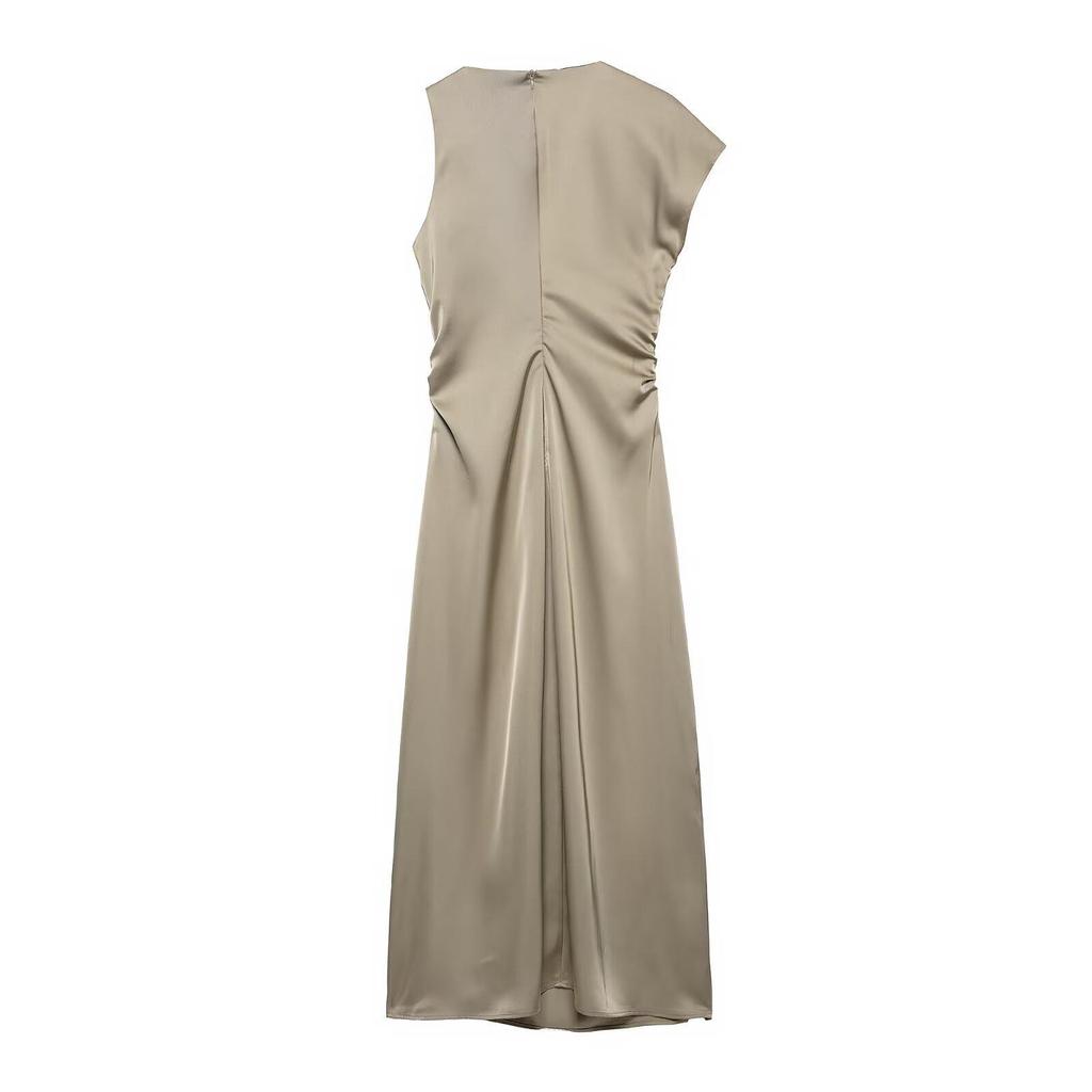 Summer 2025 European and American Women's Fashion: New Pleated Textured Dress