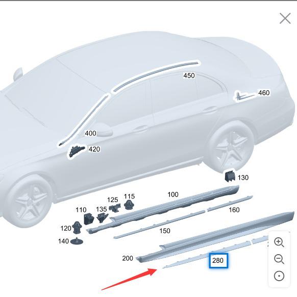 Mercedes-Benz C200/C260/206 Yan Etek Parlak Trim Şeridi
