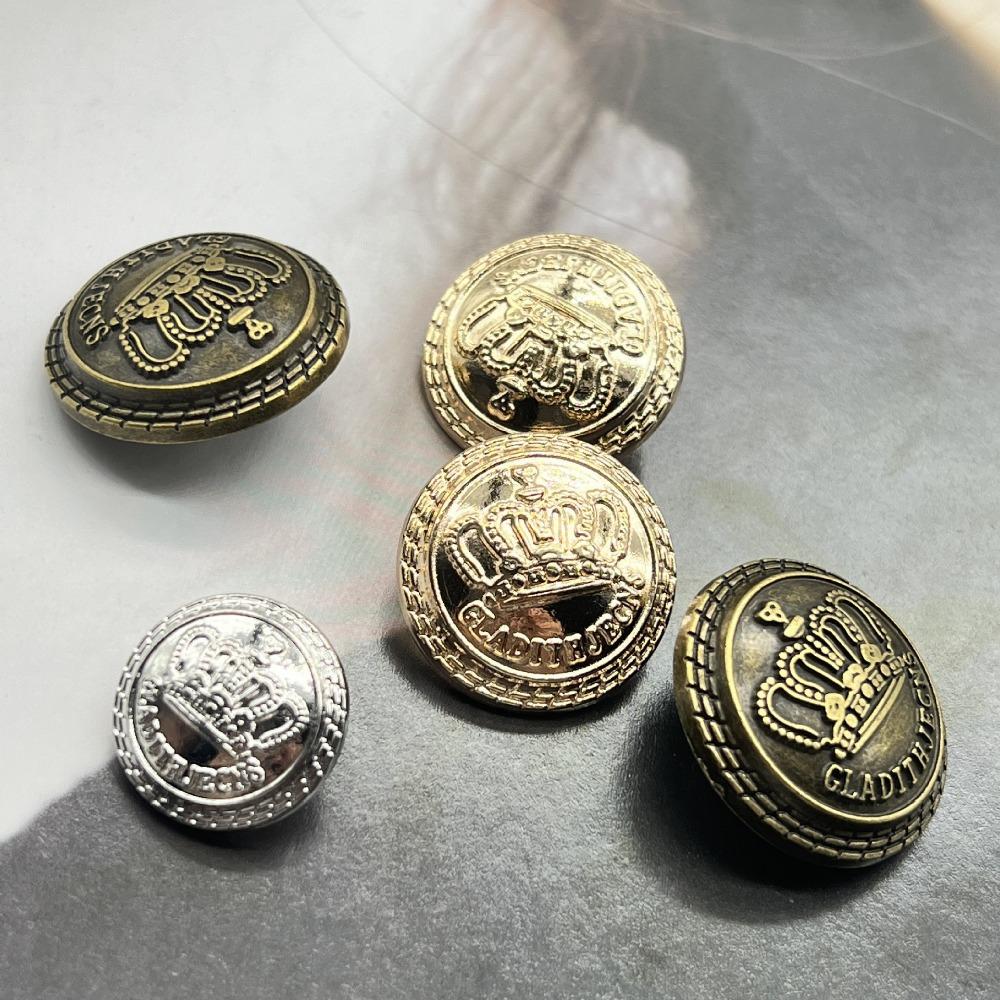 Set of 10 Crown Shaped Fashionable Vintage Metal Buttons for Sewing Supplies, Suitable for British Style Suits and Jacket Trims