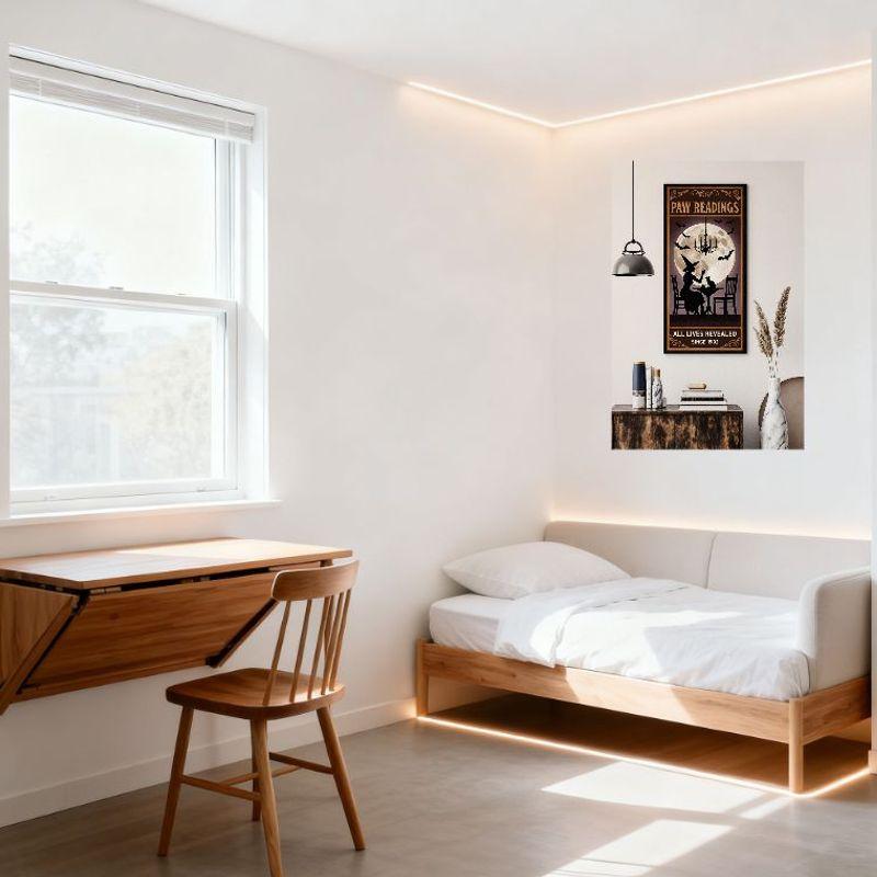 Halloween Witch Cat Full Moon 'PAW READINGS' Tin Sign Vintage Metal Poster for Bar Pub Home Wall Decor 'ALL LIVES REVEALED' Sinc