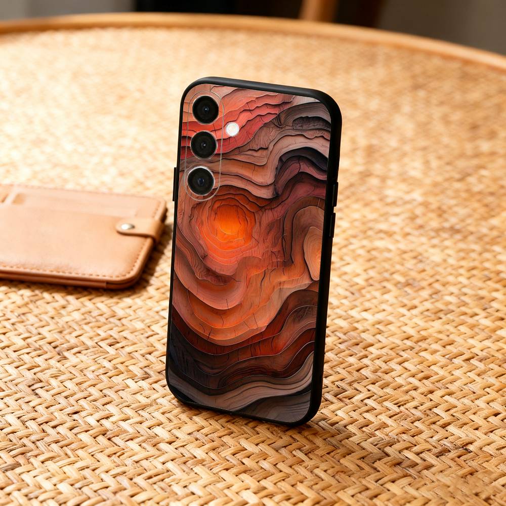 N-Natural W-Wood G-Grain Art Phone Case For Samsung  A73,72,71,A52,51,40,41,A22,A32,31,A13, Soft Black Shell