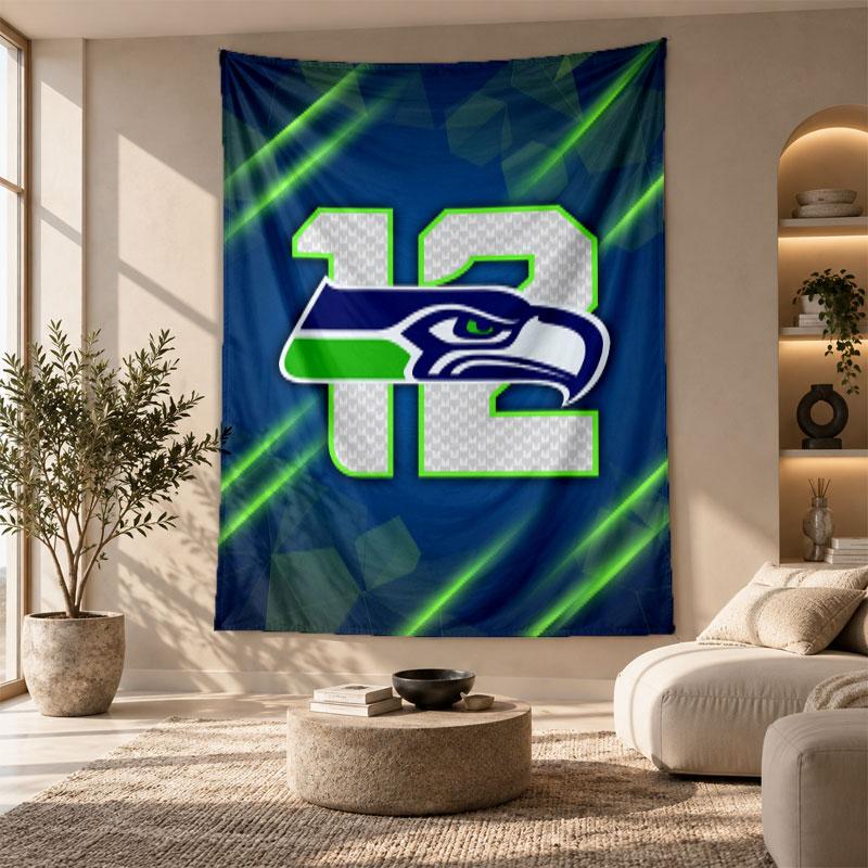 Decorative Tapestry,Seattle Seahawks Printed Wall Art, Lightweight Wall Hanging For Bedroom Background