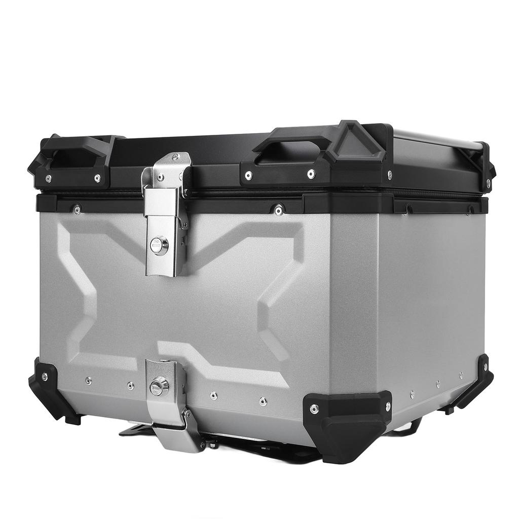 Motorcycle Top Box Aluminum Alloy 55L Quick Release Water Resistant with Safety Lock Reflective