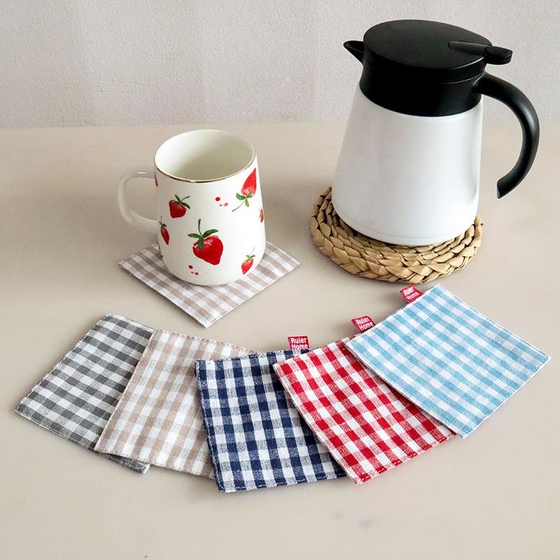 Fabric Coaster Tea Towels Double Cloth Placemat Pure Cotton Insulation Pad Mug Pad Kitchen Table Decor Kitchen Accessories