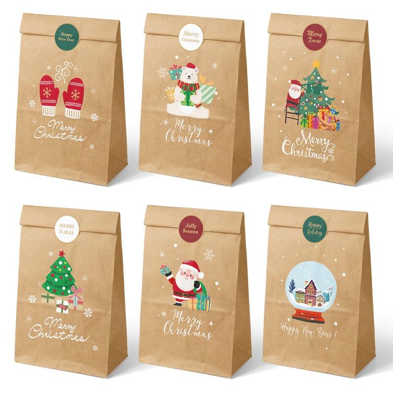 Christmas gift bag gift packaging bag Amazon Santa flat mouth paper bag Christmas Eve apple packaging bag