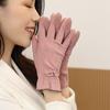 Solid Color Suede Velvet  Gloves Thickened Winter Mittens Temperament  Gloves  Girl