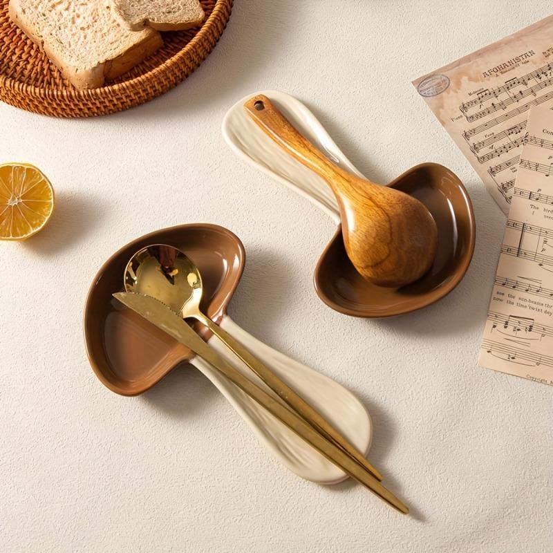 Cute Mushroom Ceramic Spoon Rest, Kitchen Utensil Holder & Decor, Ideal Housewarming Gift